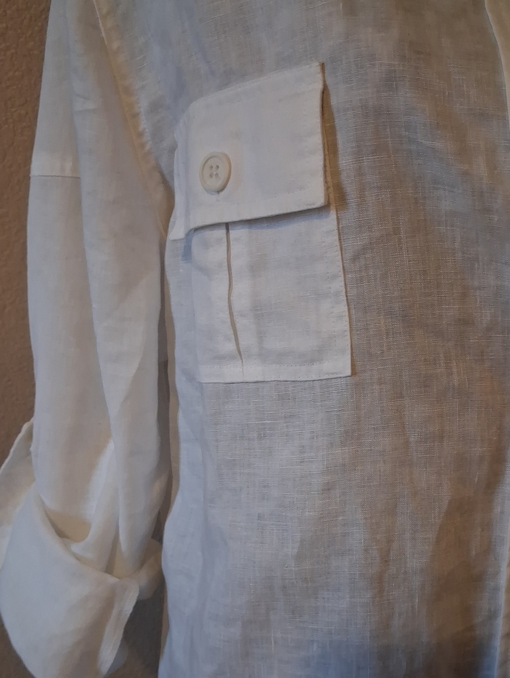 Never Worn Westbound Woman White 100% Linen Button-Up Top Patch Pockets 2X - Picture 2 of 13